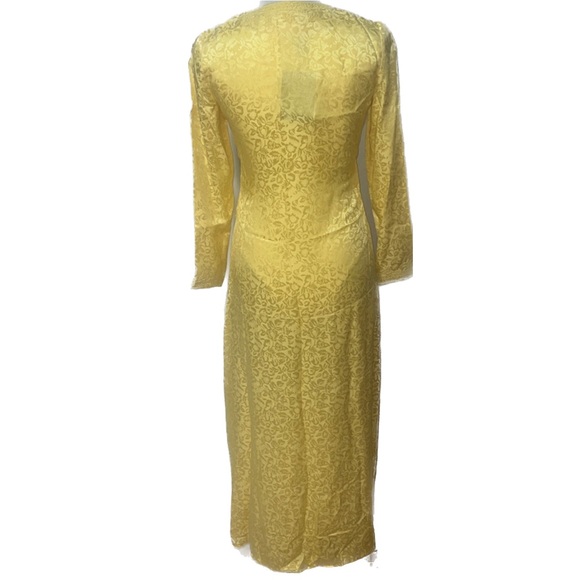 Oscar de la Renta Vintage Yellow Silk Caftan and Pant Set, brand new with tags - Picture 3 of 16